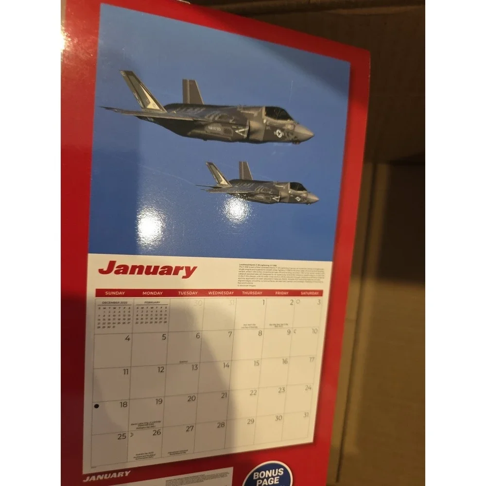 2026 Military Jets Wall Calendar X-Large Size Blue Angels Stealth Bomber Fighter